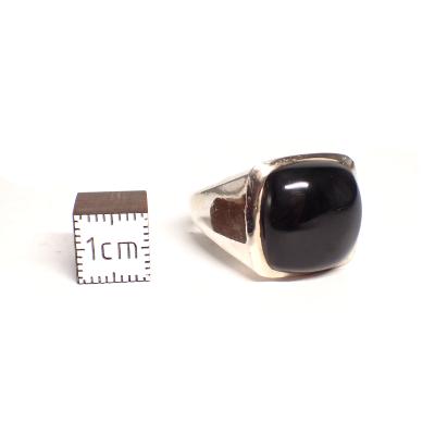 Onyx Bague réglable en Argent Carrée BG2