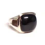 Onyx Bague réglable en Argent Carrée BG2
