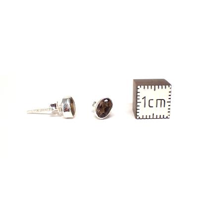 Quartz Fumé Boucles d'Oreilles Ovale Facette BO2B