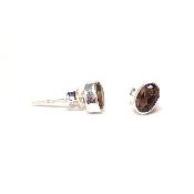 Quartz Fumé Boucles d'Oreilles Ovale Facette BO2B