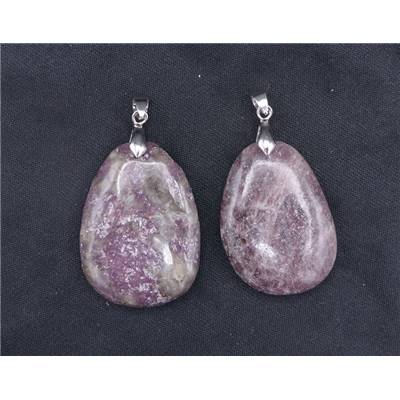 Lepidolite Pendentif Pierre Plate
