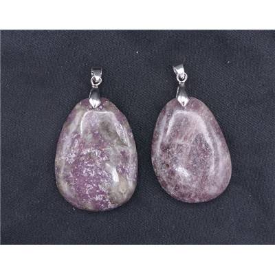 Lepidolite Pendentif Pierre Plate