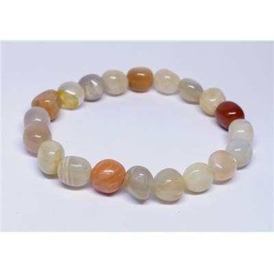 Pierre de Lune Blanche/Orangée Mixte Bracelet Roulé