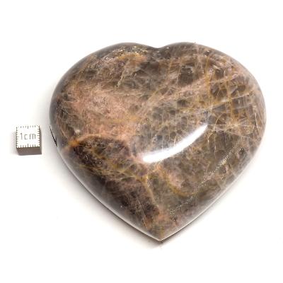 Pierre de lune noire coeur 15474