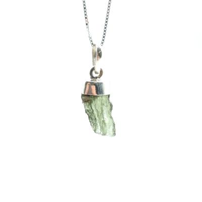 Véritable Moldavite Pendentif Avec Monture en Argent 20244