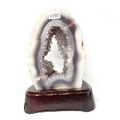 Agate Naturelle Géodes sur socle en bois 2885