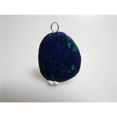 Azurite Malachite Mini Pendentif Pierre Plate