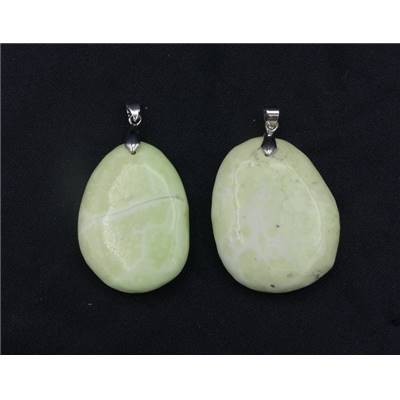 Chrysoprase Citron Pendentif Pierre Plate