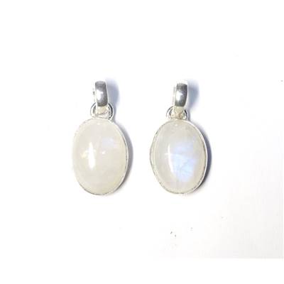 Pierre de Lune Bleutée Pendentif avec Monture en Argent
