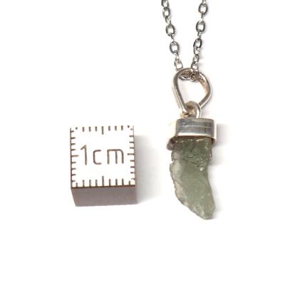 Véritable Moldavite Pendentif Avec Monture en Argent 2218