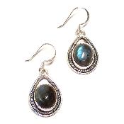Labradorite Boucles d'Oreilles Ovale Pendante Choix n°4 BO3A