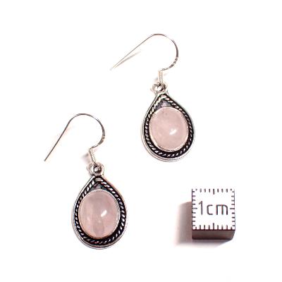 Quartz Rose Boucles d'Oreilles Ovale Pendante Choix n°4 BO3A