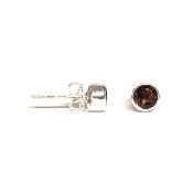 Cristal fumé Boucles d'Oreilles Ronde facette BO1B