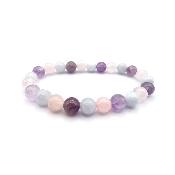 Améthyste - Aigue Marine - Quartz Rose : Sérénité Bracelet Boule