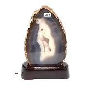 Agate Naturelle Géodes sur socle en bois 2888