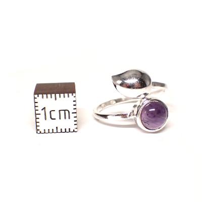 Améthyste du Brésil Bague réglable en Argent avec Symbole Choix n°1 BG1B