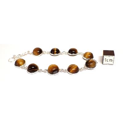 Oeil de Tigre Bracelet Argent 925 ronde