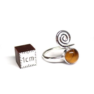 Oeil de Tigre Bague réglable en Argent Ronde avec Symbole Choix n°2 BG1B