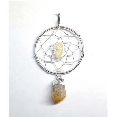 Citrine Chauffée (Améthyste Chauffée) Pendentif avec Monture Métal Argentée