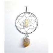 Citrine Chauffée Pendentif avec Monture Métal Argentée