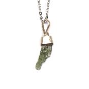 Véritable Moldavite Pendentif Avec Monture en Argent 2217