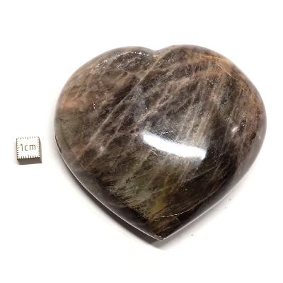 Pierre de lune noire coeur 2258
