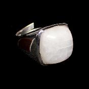 Pierre de Lune Bague réglable en Argent Carrée BG2