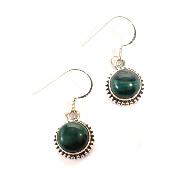 Malachite Boucles d'Oreilles Ronde Pendante BO3B