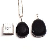 Agate Noire Pendentif Pierre Roulée