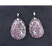 Lepidolite Pendentif Pierre Plate