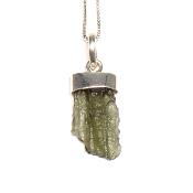 Véritable Moldavite Pendentif Avec Monture en Argent 05732