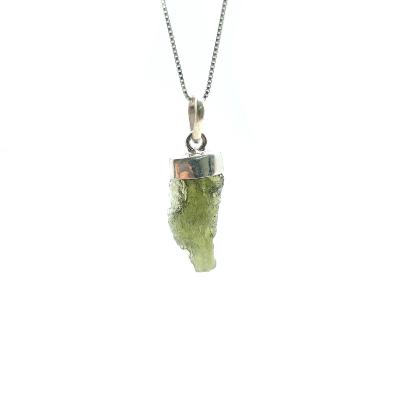 Véritable Moldavite Pendentif Avec Monture en Argent 20243