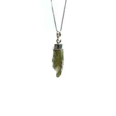 Véritable Moldavite Pendentif Avec Monture en Argent 20251