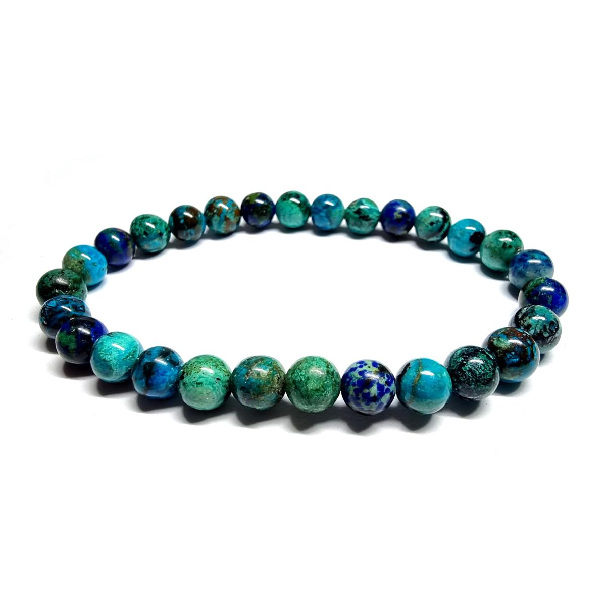 Bracelet Perles Malachite Du Congo + Azurite Chrysocolle + Onyx Noir - Marque A Bijoux, Neuf Avec étiquette