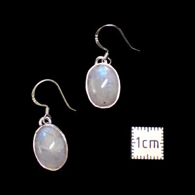 Pierre de Lune Bleutée Boucles d'Oreilles Ovale Pendante Choix n°2 BO3A