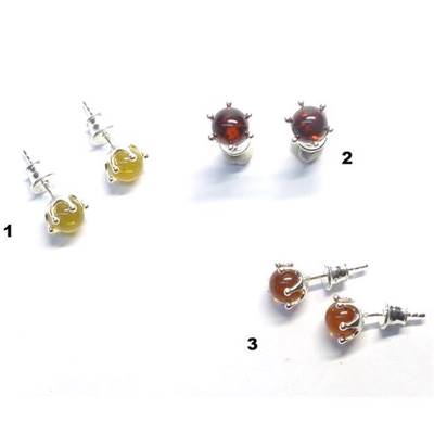 Ambre Boucle d'Oreille Argent