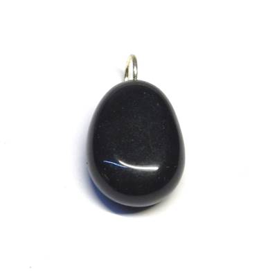 Obsidienne Noire Pendentif Pierre Roulée