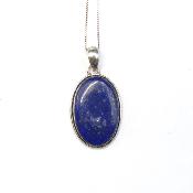 Lapis-Lazuli d'Afghanistan Pendentif avec Monture en Argent 19534