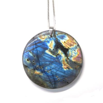 Labradorite Pendentif Disque - Numrots