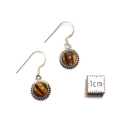 Oeil de Tigre Boucles d'Oreilles Ronde Pendante BO3B