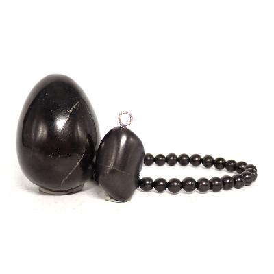 Shungite - Lot Oeuf, Bracelet et pendentif