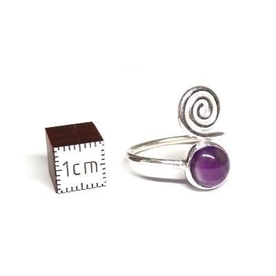 Améthyste du Brésil Bague réglable en Argent avec Symbole Choix n°2 BG1B