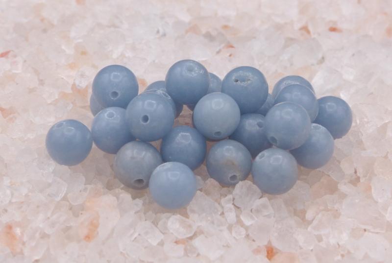 Perles Rondes En Pierres Gemmes D'angélite - 8 Mm - Grand Trou (2