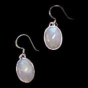 Pierre de Lune Bleutée Boucles d'Oreilles Ovale Pendante Choix n°2 BO3A