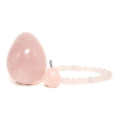 Quartz rose - Lot Oeuf, Bracelet et pendentif