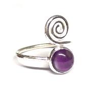 Améthyste du Brésil Bague réglable en Argent avec Symbole Choix n°2 BG1B