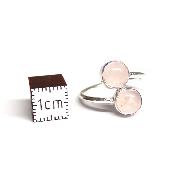 Quartz Rose Bague réglable en Argent Ronde double BG1B Choix n°3