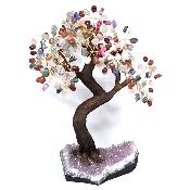 Arbre de Vie pierres roulées mixtes sur base en Améthyste 0002