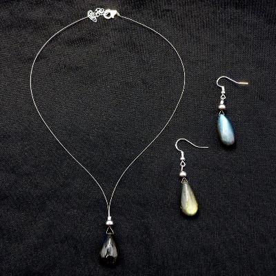 Labradorite Parure Création Pétales 13649