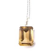 Citrine Naturelle Pierre Taillée Pendentif Avec Monture en Argent 14474